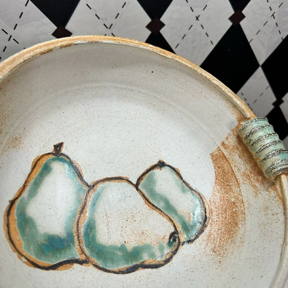 Handcrafted Pear‎ Motif Ceramic Bowl – Artisan Studio Pottery